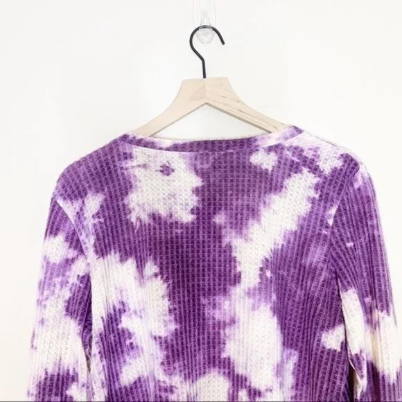 NEW Love...Ady Purple Tie Dye Long Sleeve Peplum Tunic Thermal Top 1X - Picture 7 of 10
